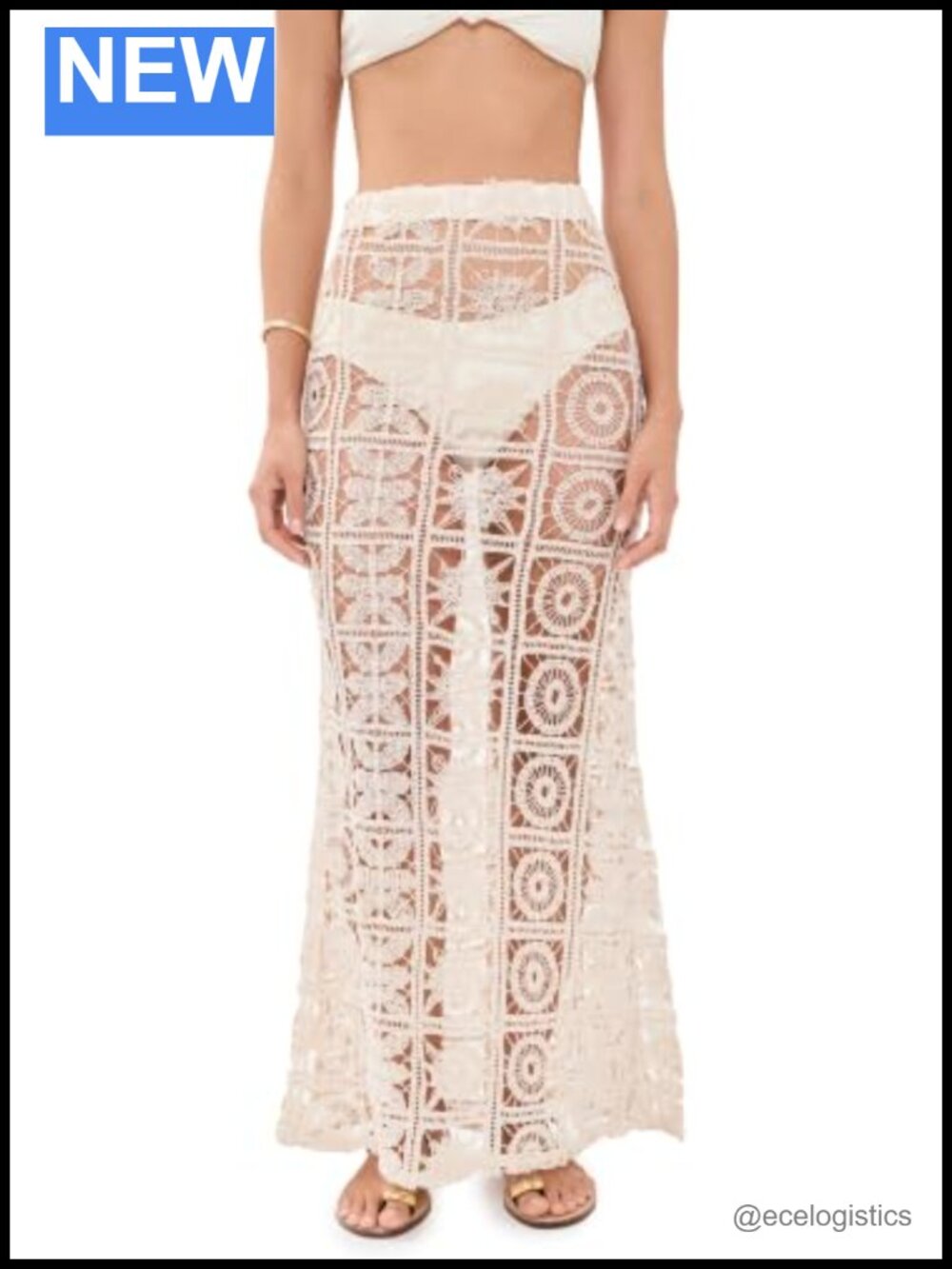 Guipure Lace Geometric Cover Up Skirt Shell 90% Cotton 10% Nylon